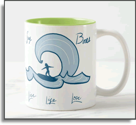 Live Love Life - Surf Bocas - Island Art by Yotigo Mug